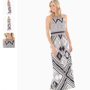London Times Boho Black & White Graphic Paisley Print Maxi Dress Size 8